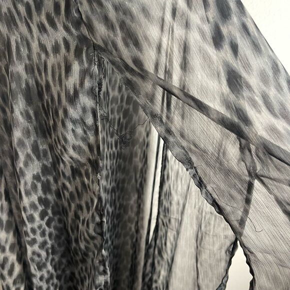 America & Beyond Sheer  Maxi Dress Swim Cover Up Animal Print XL High slit Beach - Picture 9 of 14